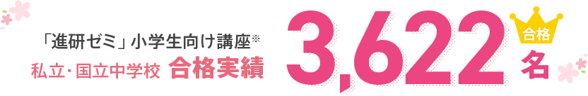 「進研ゼミ」小学生向け講座※私立・国立中学校合格実績3,622名合格