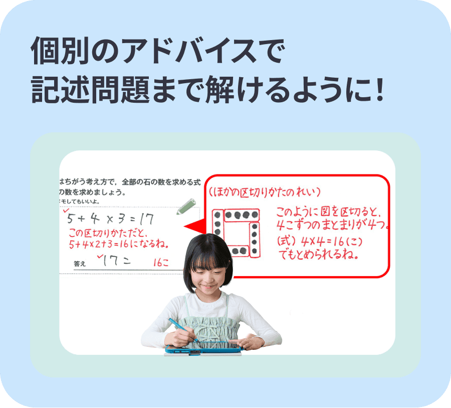 個別のアドバイスで記述問題まで解ける様に!