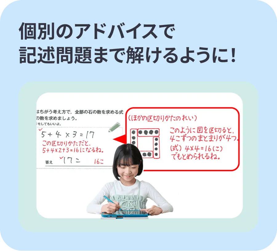 個別のアドバイスで記述問題まで解ける様に!