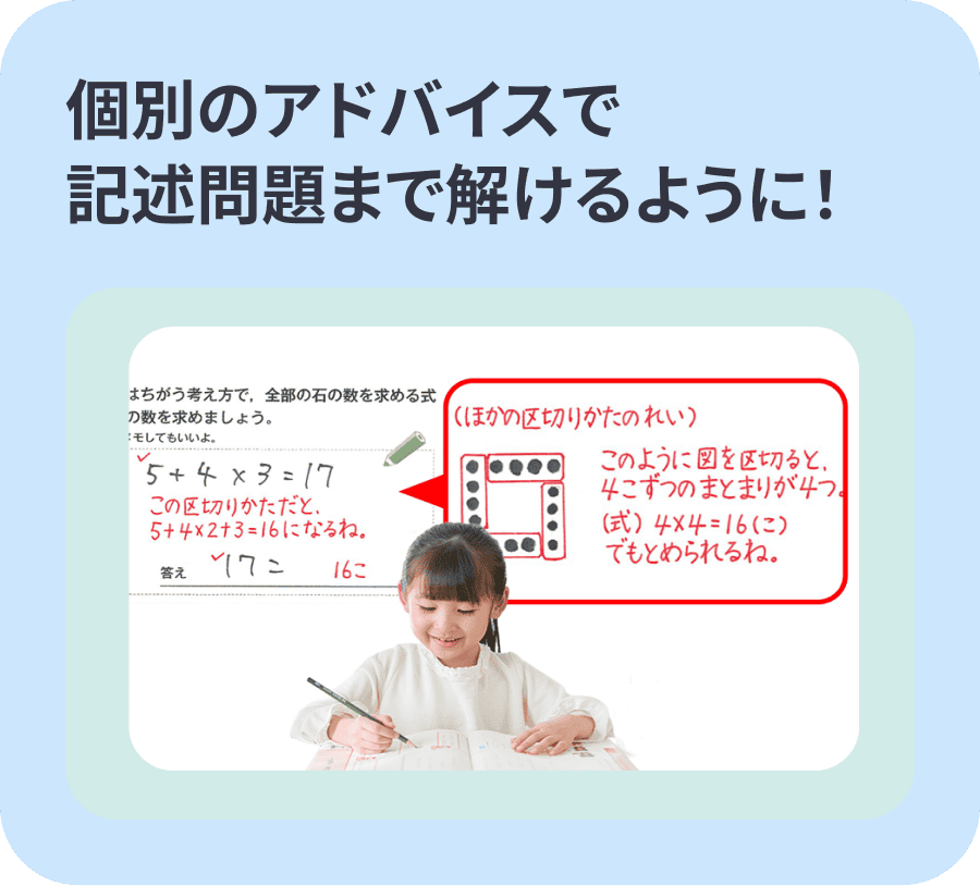 個別のアドバイスで記述問題まで解ける様に!