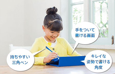 持ちやすい三角ペン 手をついて書ける画面 キレイな姿勢で書ける角度
