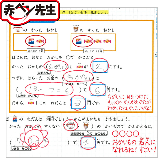 赤ペン先生が教える 力を伸ばすまるつけの方法とは 小学1年生向け 進研ゼミ小学講座 小学生向け通信教育