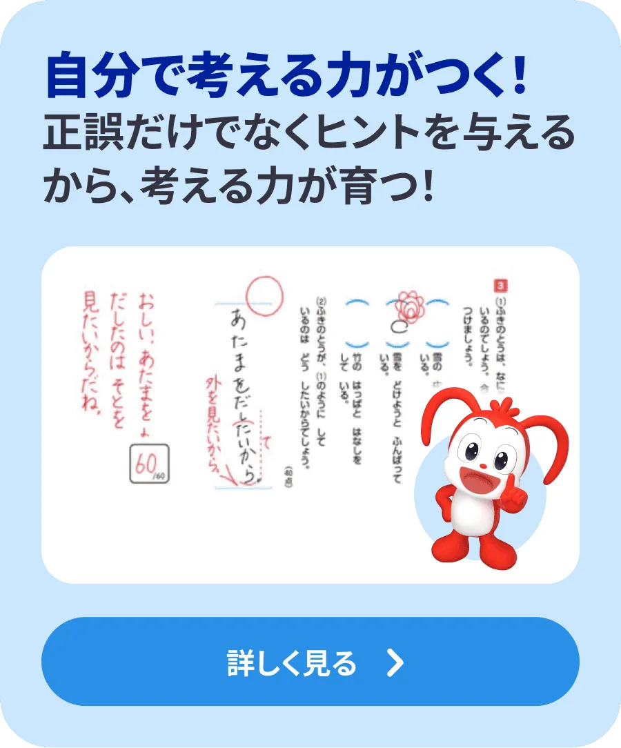 ●丁寧な学習アドバイス！ 記述式問題ならではの指導でちゃんと解ける力に！ 詳しく見る