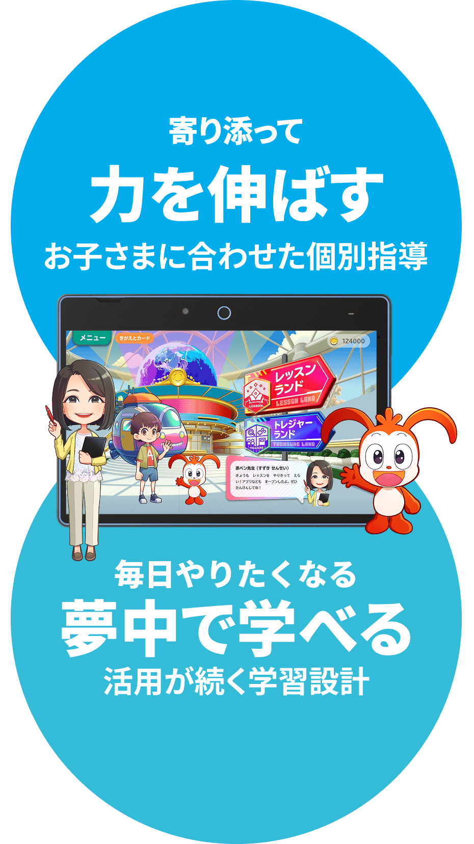 寄り添って力を伸ばすお子様に合わせた個別指導 毎日やりたくなる夢中で学べる活用が続く学習設計