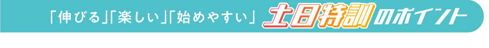 「伸びる」「楽しい」「始めやすい」土日特訓のポイント