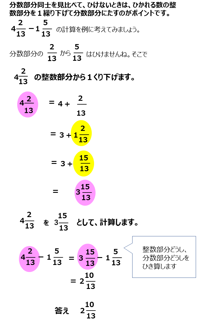 帯 分数 の 引き算