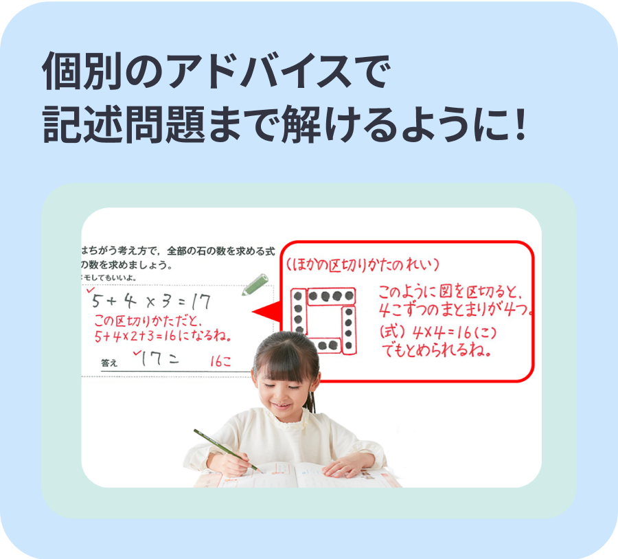 個別のアドバイスで記述問題まで解ける様に!