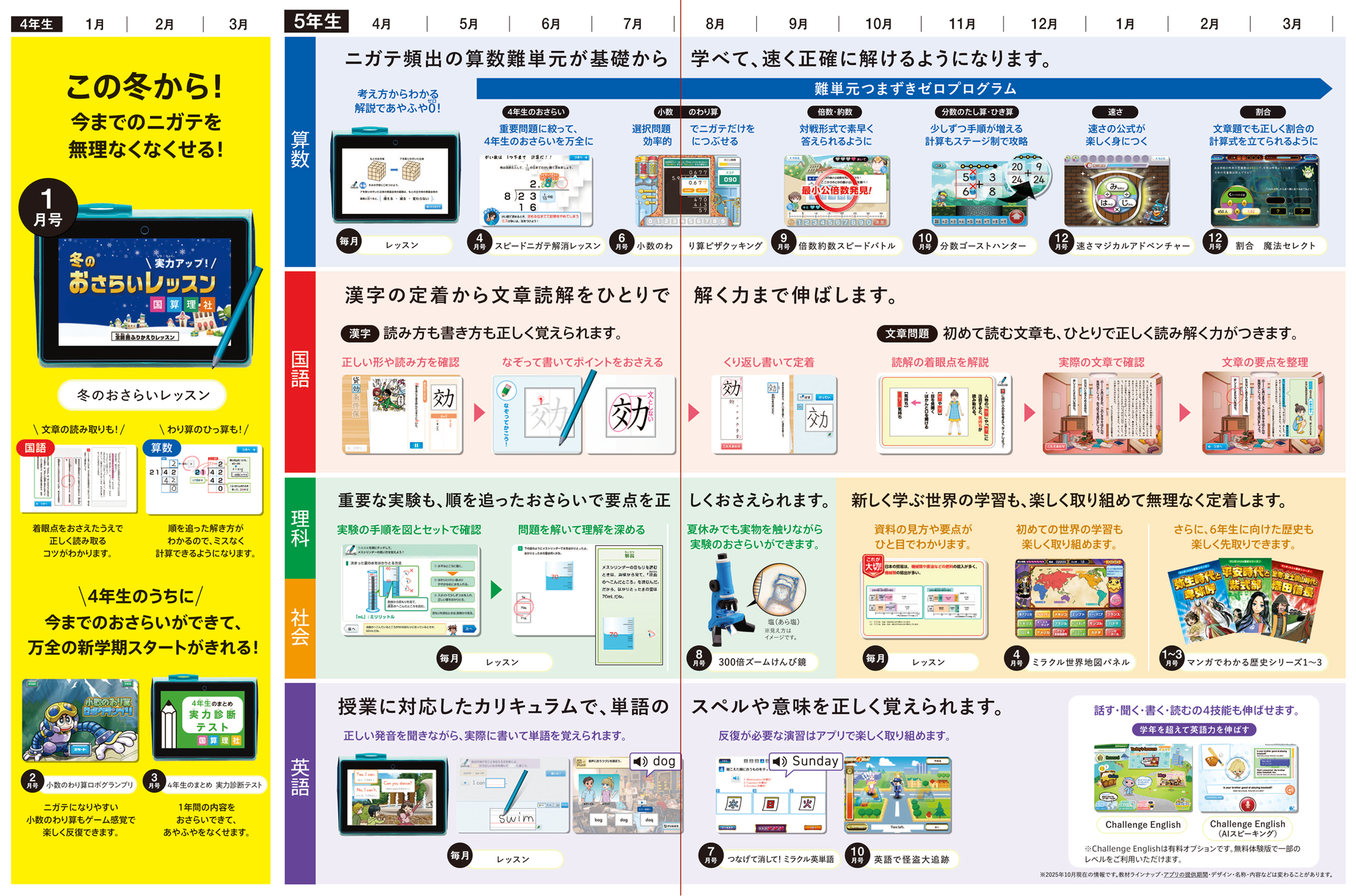 表：年間ラインナップ