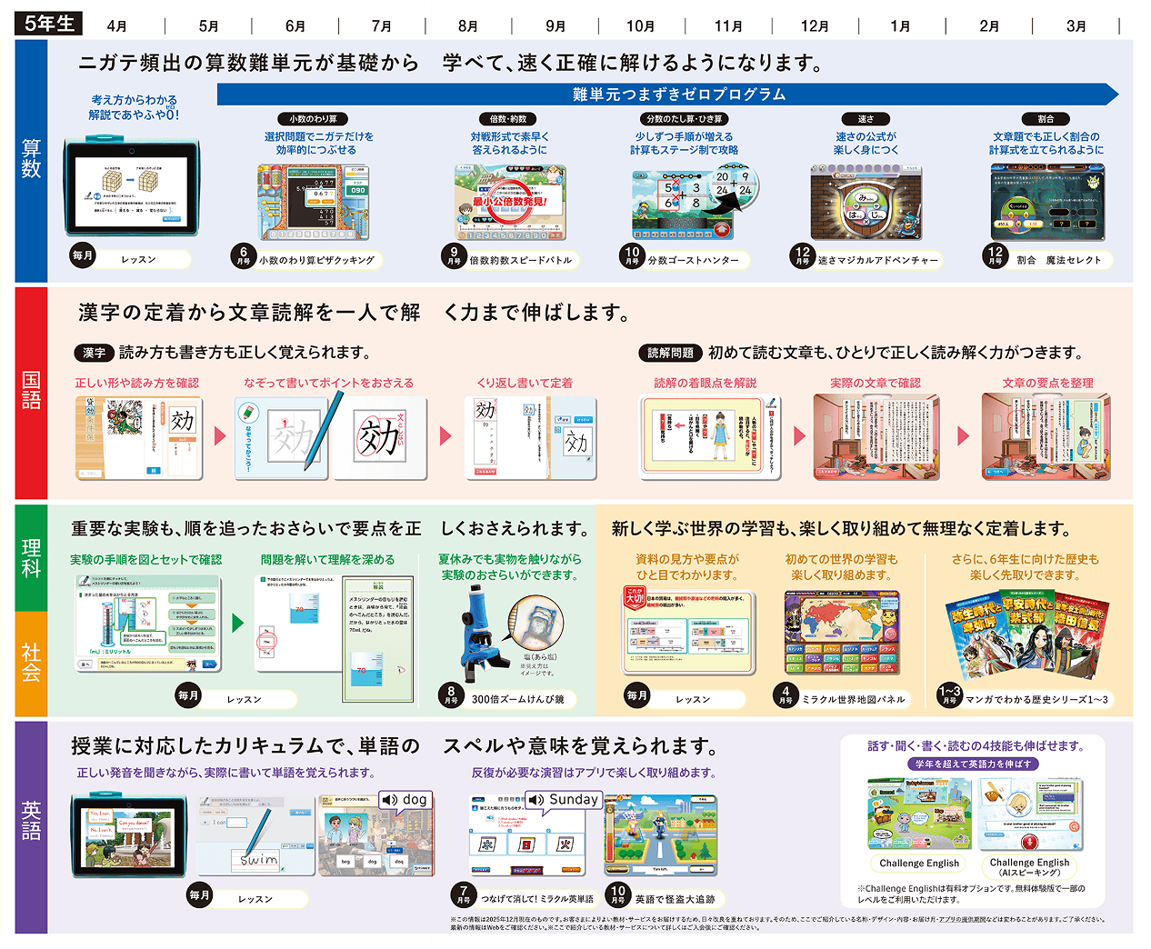 表:年間ラインナップ